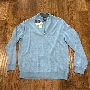NWT Men’s Club Room Merino Wool 1/4 Zip. Blue. Sz L.